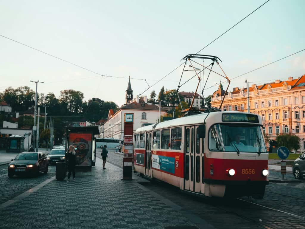 Czech tram on street