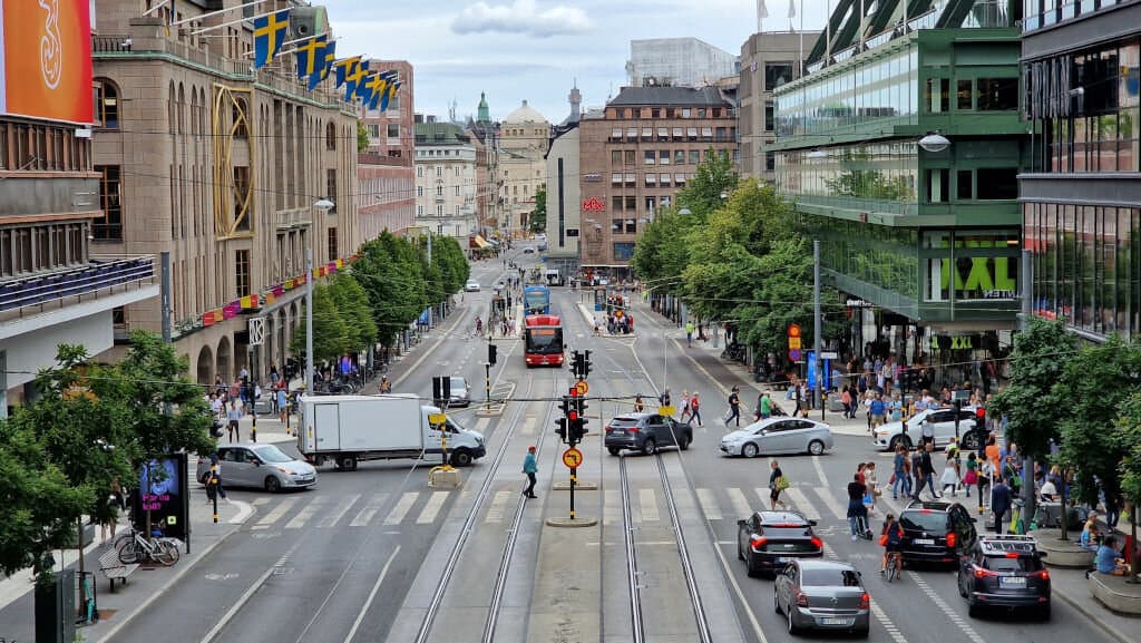 Driving in the city in Stockholm