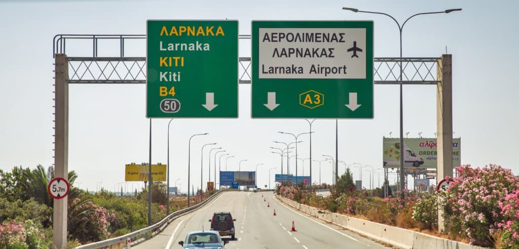 Larnaca motorway sign
