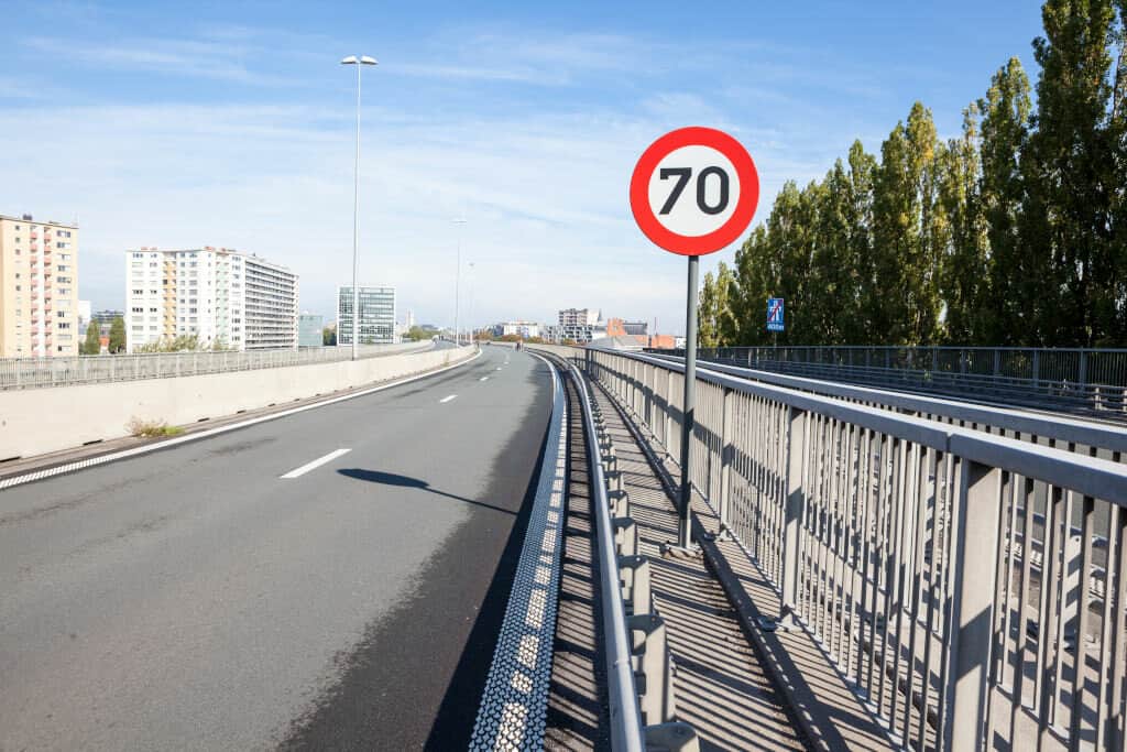 Speed limit sign in Belgium