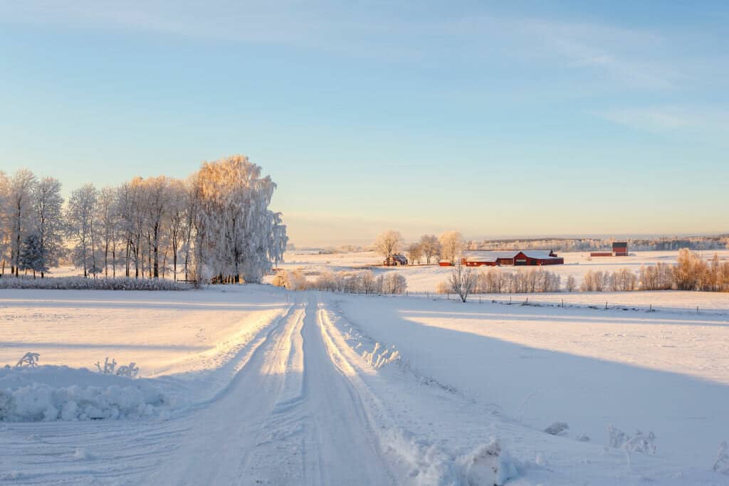 Sweden country road in winter