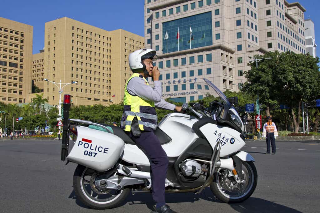 Taiwan policeman on motorbike
